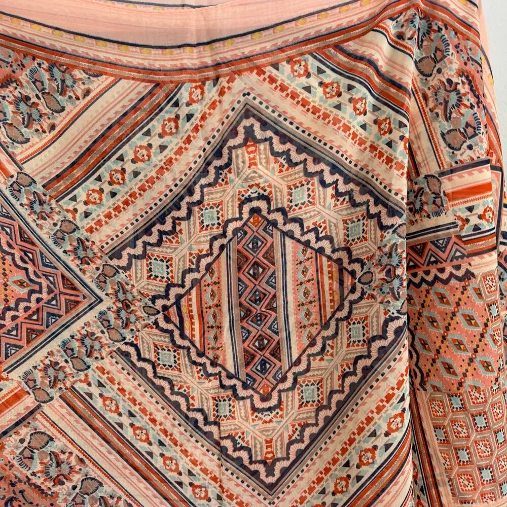 Crosstree Lane Pink Blue Geometric Pattern Wrap Scarf No Size NWT 90s Cape